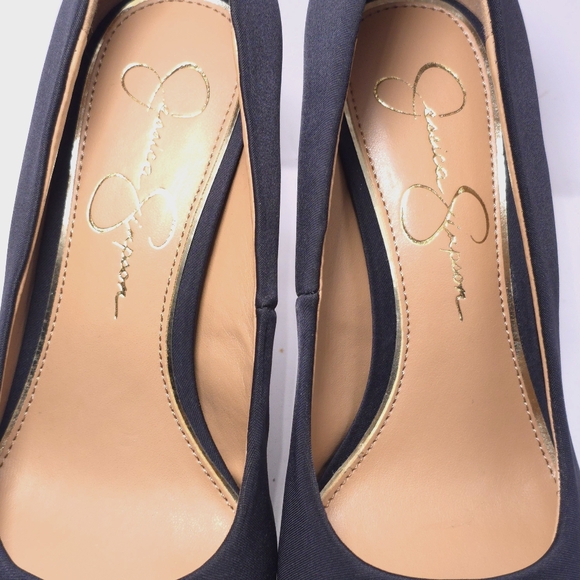 Jessica Simpson Womens Sz 8 Black Platform Dress Pump Heels Fabric Pointed Toe - Picture 5 of 11